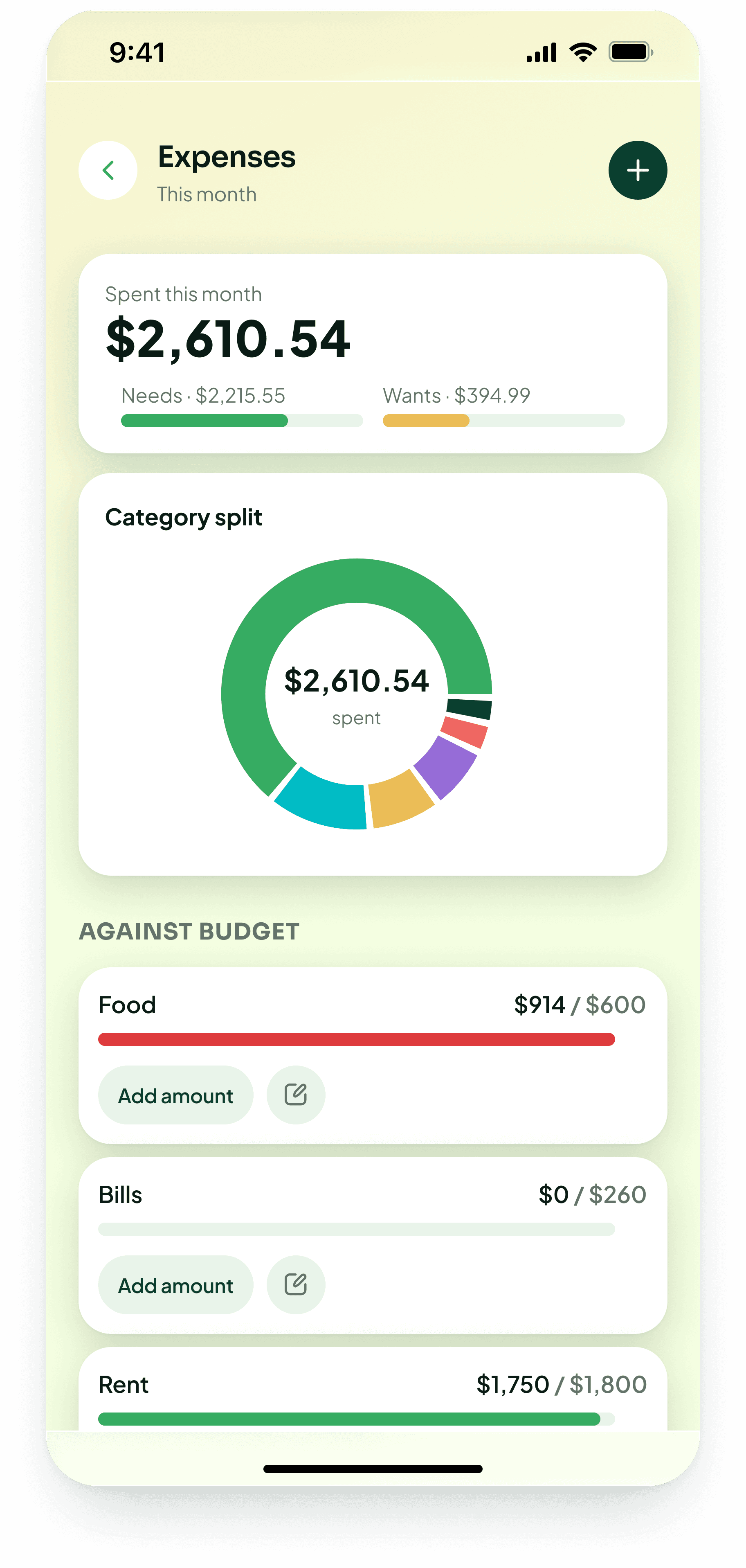 DreamDollars Financial Freedom Spending Plan interface
