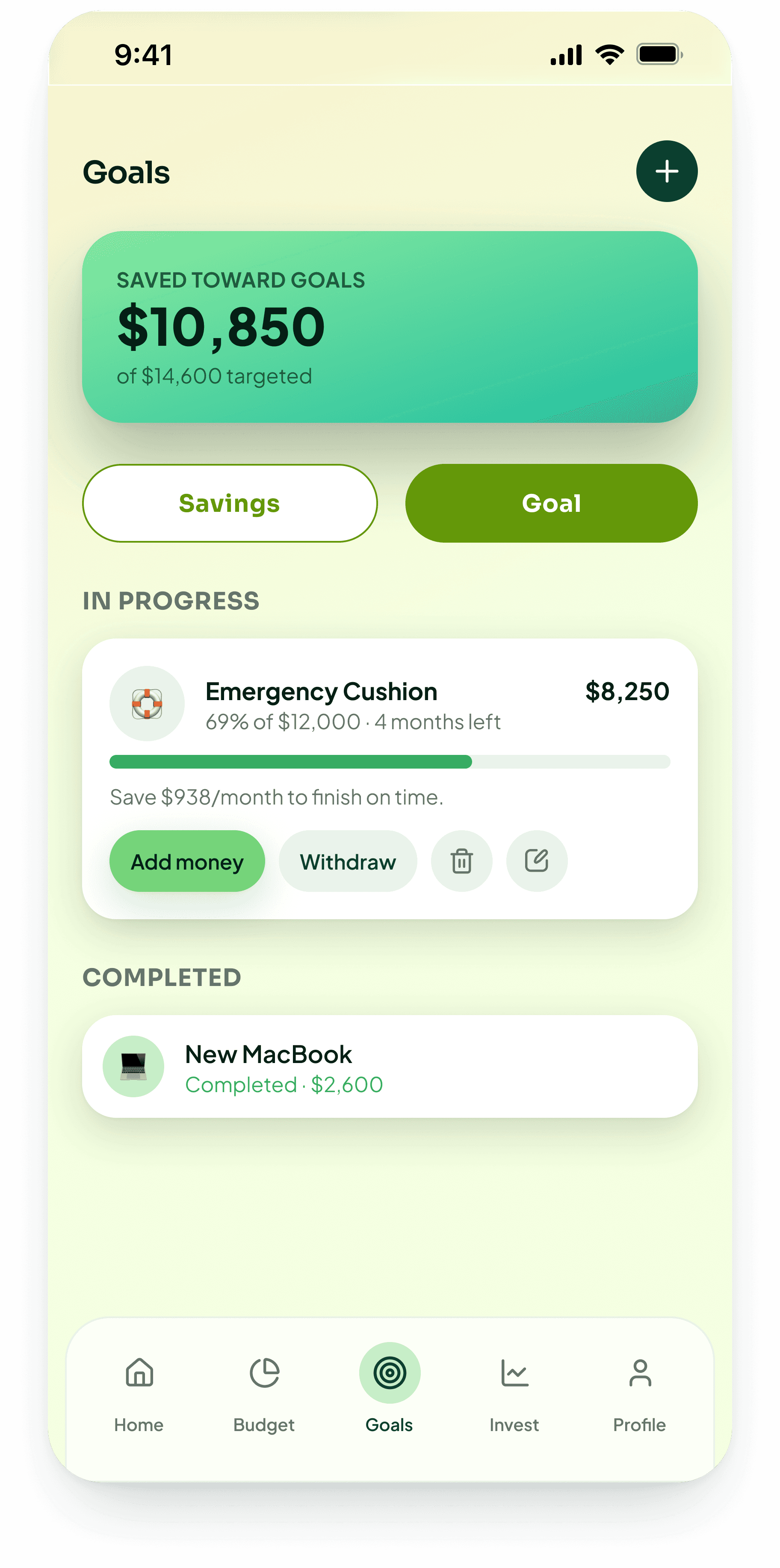 DreamDollars Goals and Progress Milestones